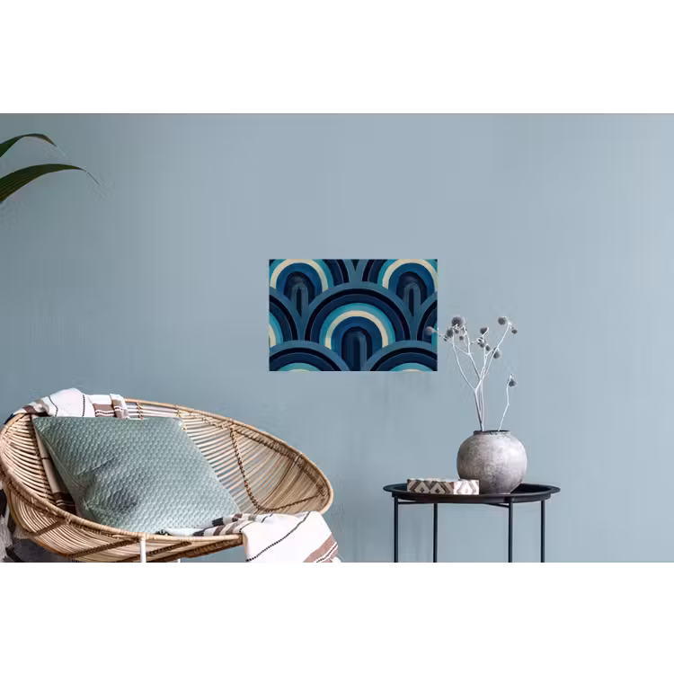 Bogen - Geometrisch - Patroon - Blauw - Retro Muursticker klein 286 -plant