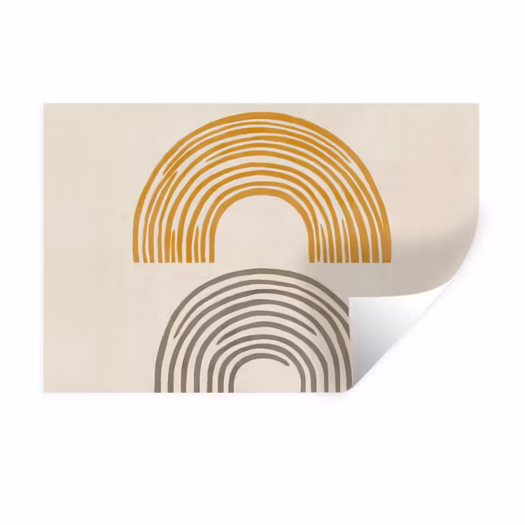 Bogen - Lijnen - Oranje - Minimalistisch Muursticker klein -3d