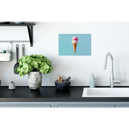 Bolletjes - Schepijs - Hoorntje - Blauw Muursticker klein -keuken