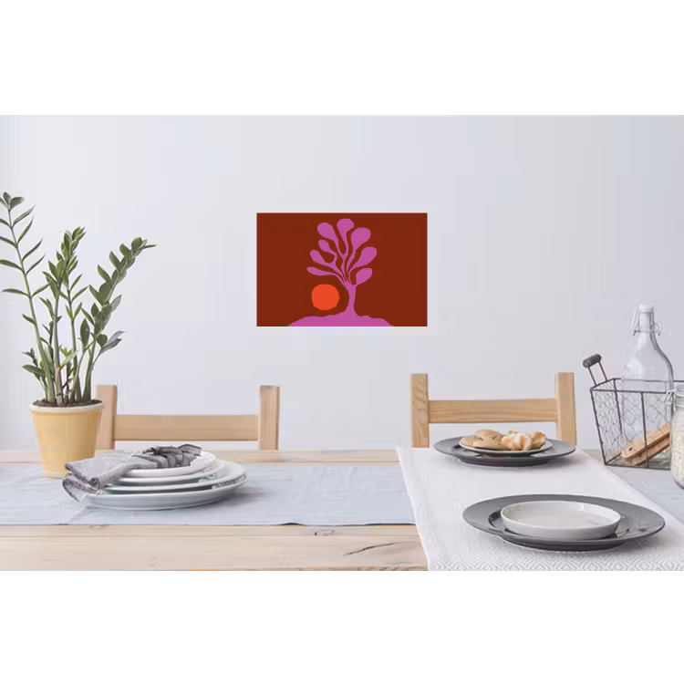 Boom - Paars - Cirkel - Vloeiend Muursticker klein -eettafel