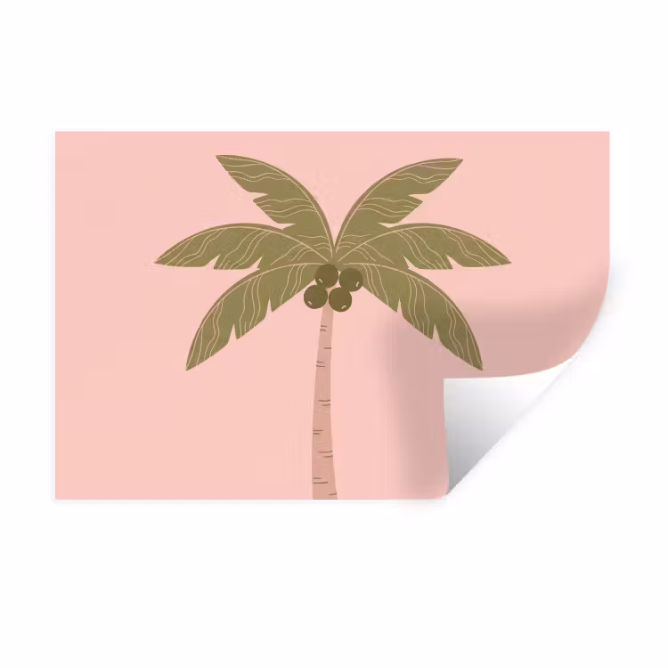 Boom - Palm - Natuur - Illustratie - Roze Muursticker klein -3d