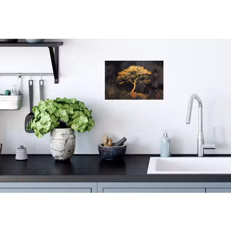 Boom - Schilderij - Goud - Abstract Muursticker klein -keuken