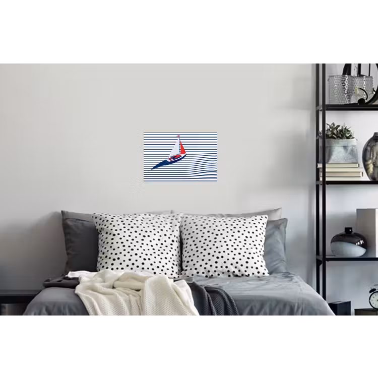 Boot - Water - Abstract - Blauw Muursticker klein -slaapkamer
