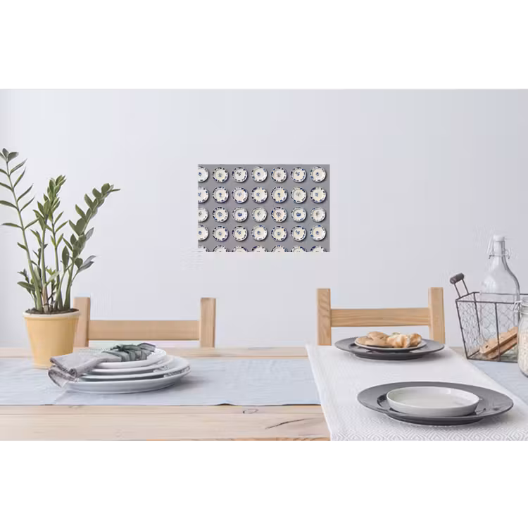 Borden - Bloemen - Blauw - Wit Muursticker klein 286 -eettafel