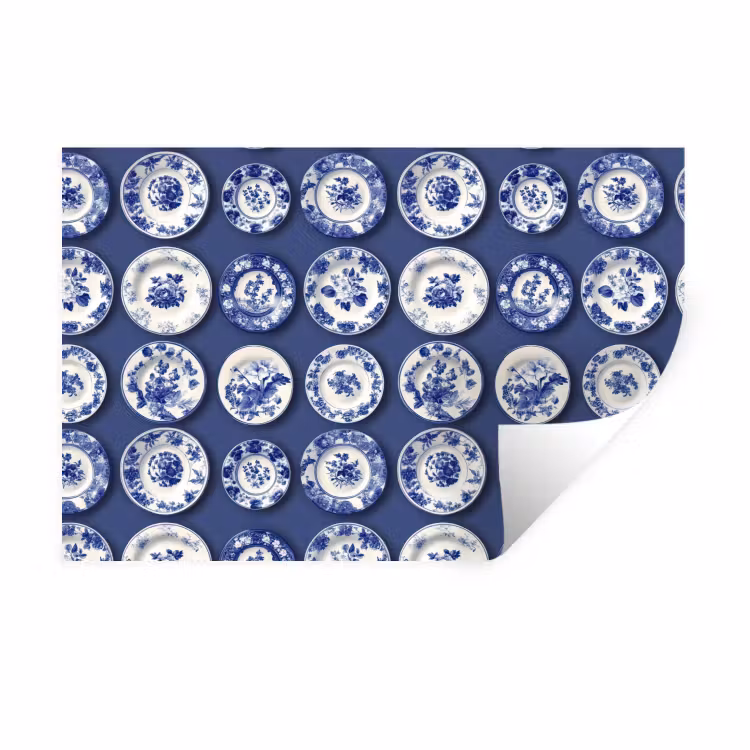 Borden - Floraal - Blauw Muursticker klein 286 -3d