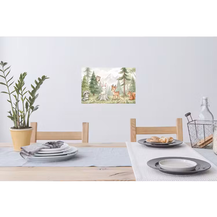 Bos - Dieren - Groen Muursticker klein -eettafel