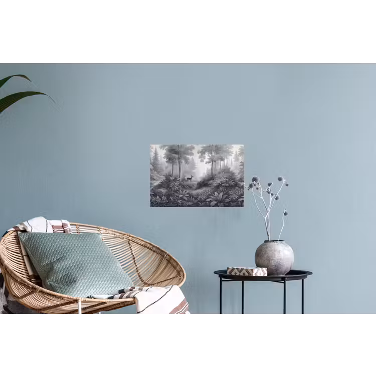 Bos - Hert - Zwart - Wit Muursticker klein -plant