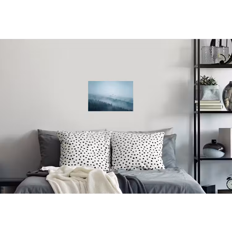 Bos - Mist - Vogels - Natuur - Groen Muursticker klein -slaapkamer