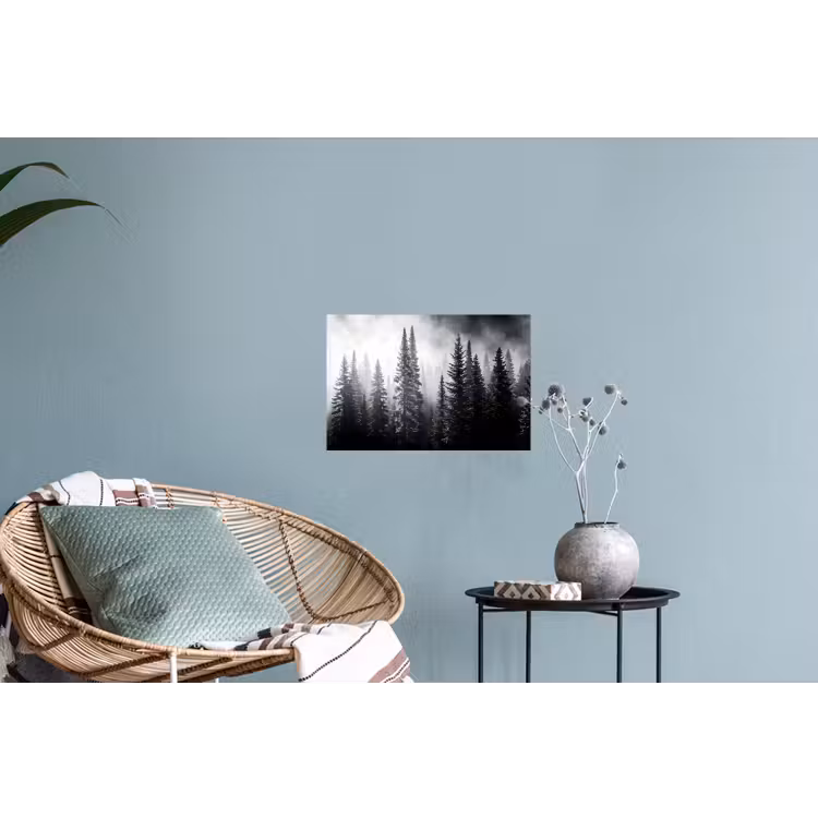 Bos - Mist - Winter - Monochroom - Natuur Muursticker klein -plant