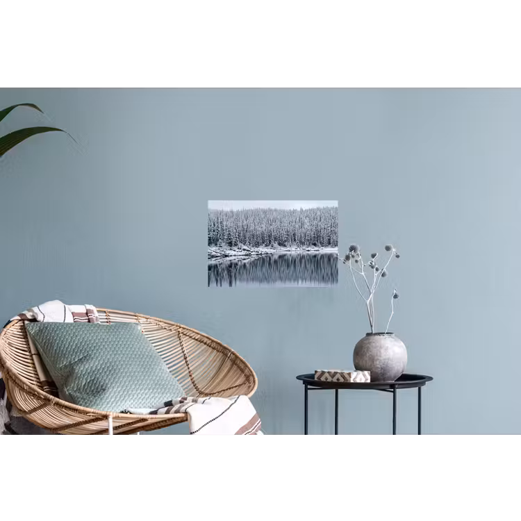 Bos - Reflectie - Meer - Winter - Serene Muursticker klein -plant