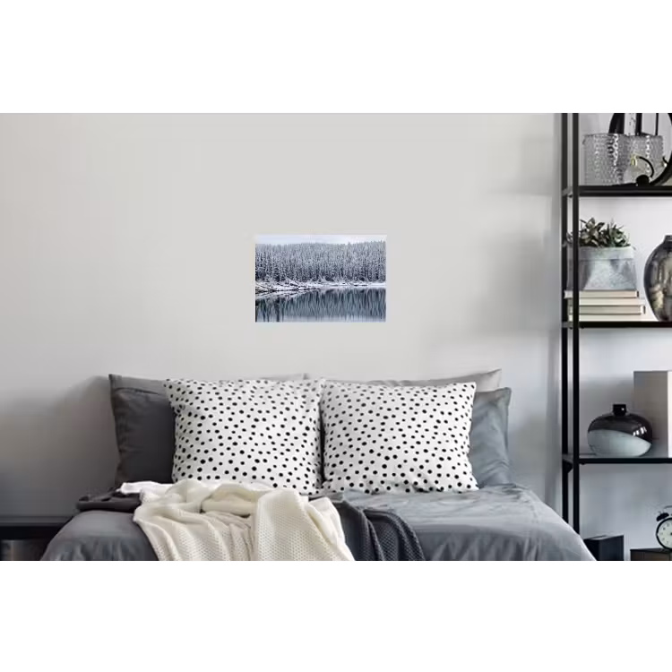 Bos - Reflectie - Meer - Winter - Serene Muursticker klein -slaapkamer