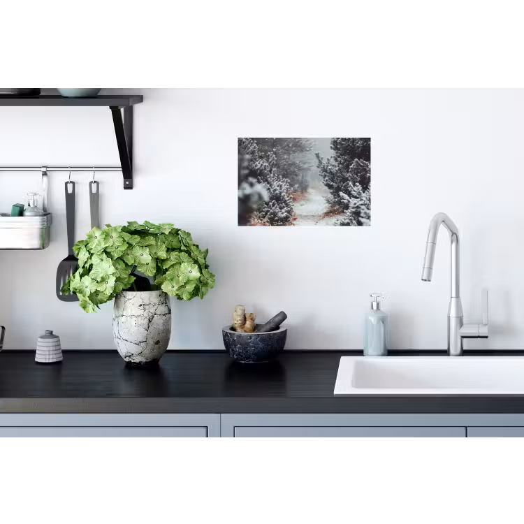 Bos - Winter - Bomen - Natuur - Pad - Sneeuw Muursticker klein -keuken