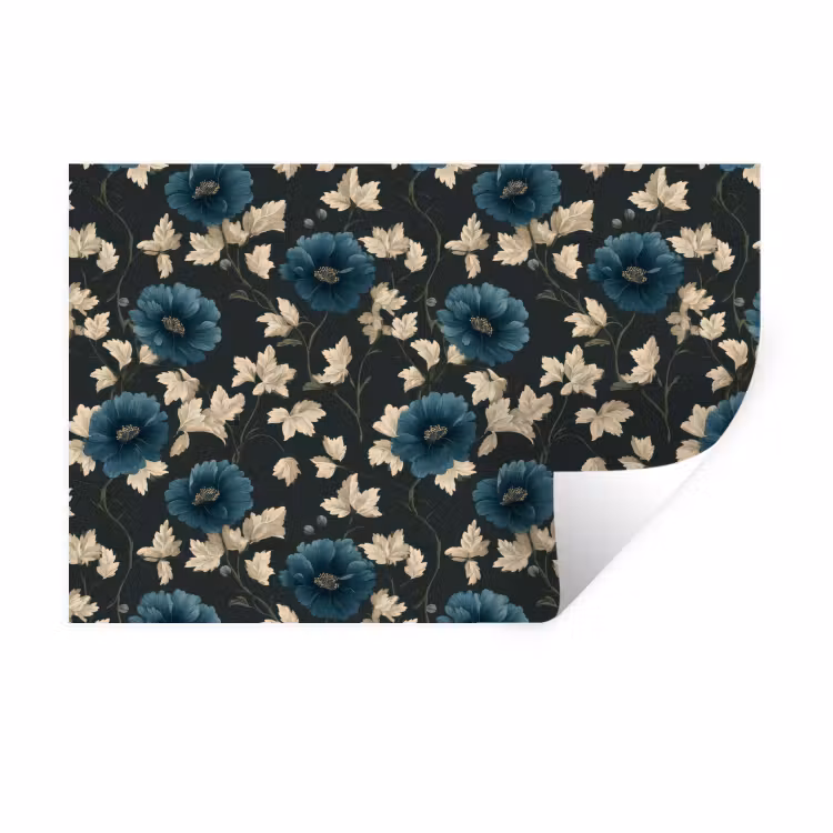 Botanisch - Bloemen - Blauw Muursticker klein 286 -3d