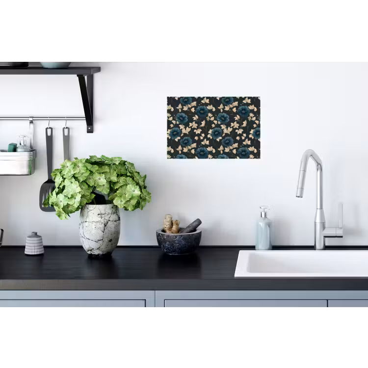 Botanisch - Bloemen - Blauw Muursticker klein 286 -keuken