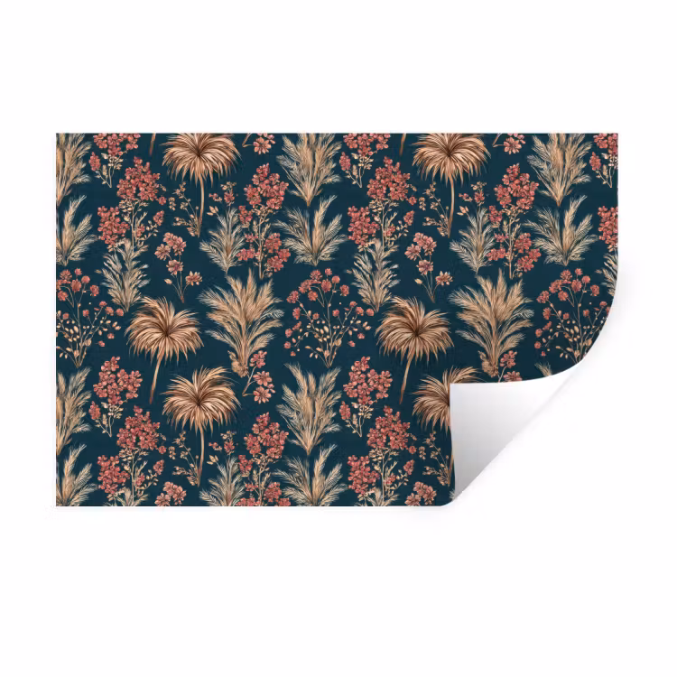 Botanisch - Patroon - Blauw Muursticker klein 286 -3d