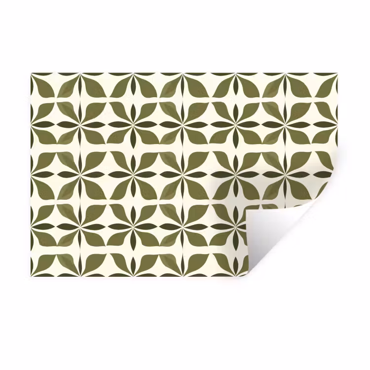 Botanisch - Retro - Groen Muursticker klein 286 -3d