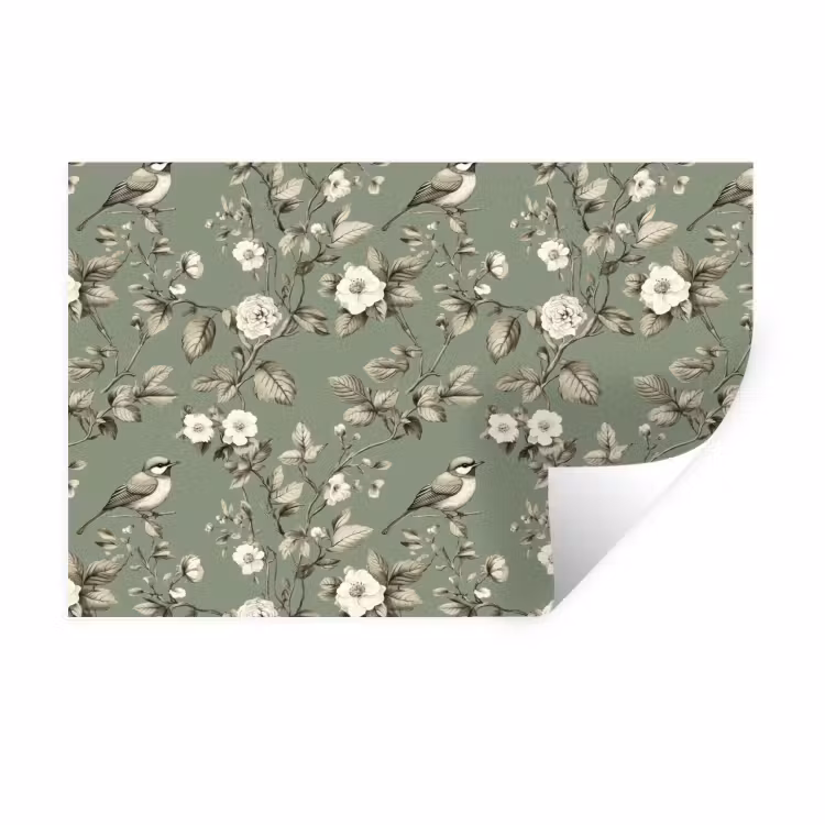 Botanisch - Vogels - Groen Muursticker klein 286 -3d