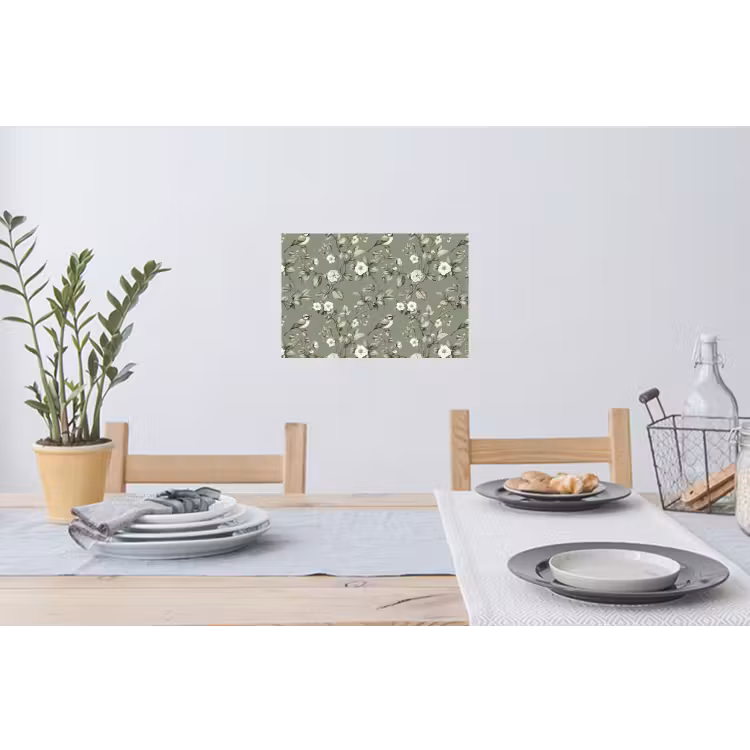 Botanisch - Vogels - Groen Muursticker klein 286 -eettafel