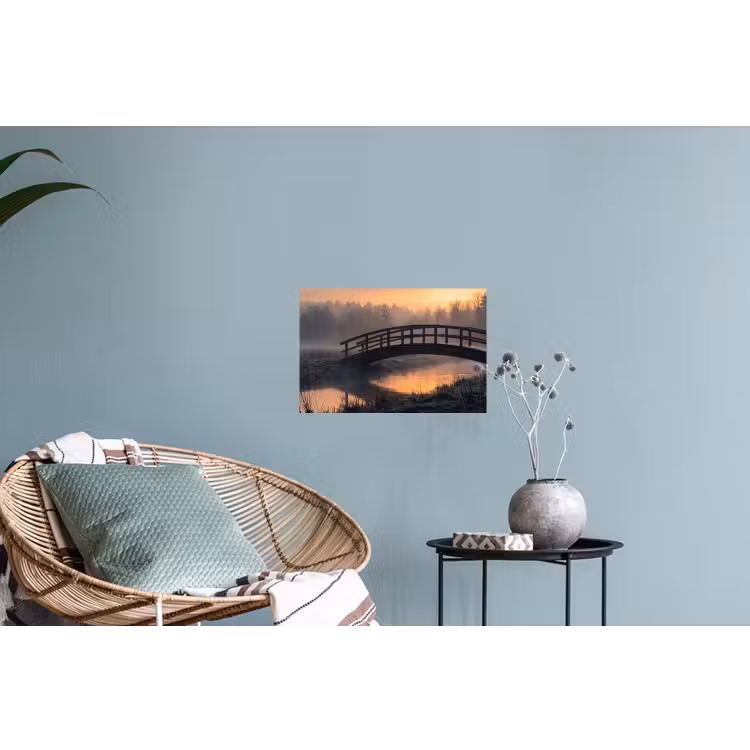 Brug - Mist - Bomen - Water Muursticker klein -plant