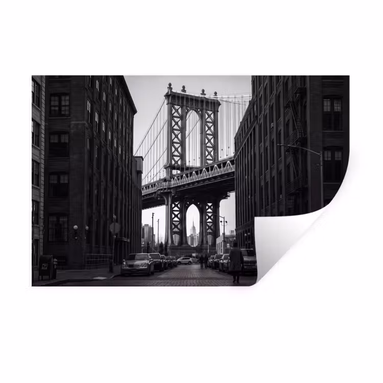 Brug - Stad - Architectuur - Modern - Zwart-wit Muursticker klein -3d