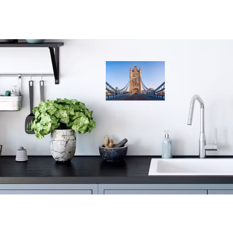 Brug - Toren - Architectuur - Klassiek - Blauw Muursticker klein -keuken