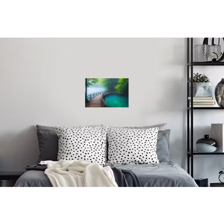 Brug - Water - Rivier - Bos Muursticker klein -slaapkamer