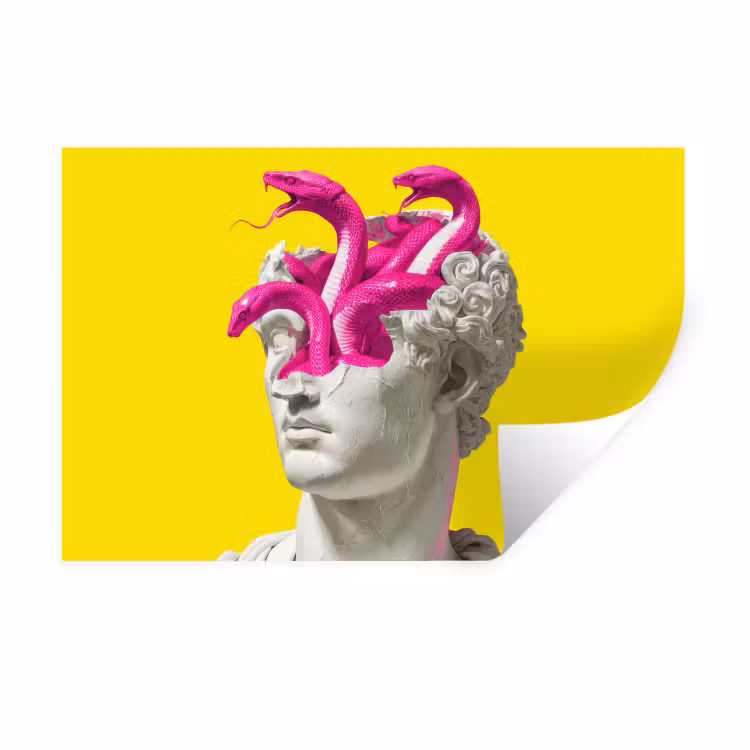 Buste - Slangen - Geel Muursticker klein -3d