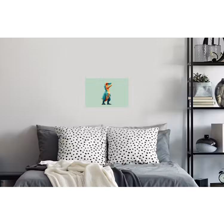 Cartoon - Dino - Oranje - Stekels Muursticker klein -slaapkamer