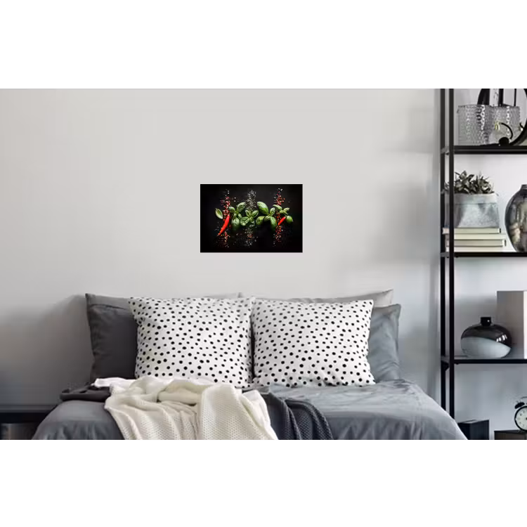 Chilipepers - Basilicum - Blaadjes - Rood Muursticker klein -slaapkamer