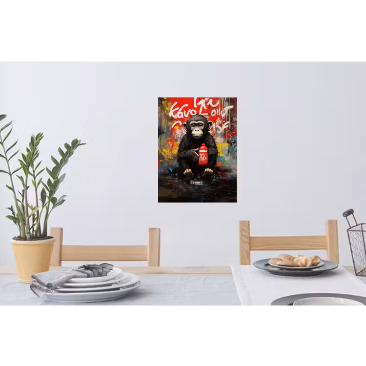 Chimpansee voor graffiti muur Muursticker klein -eettafel