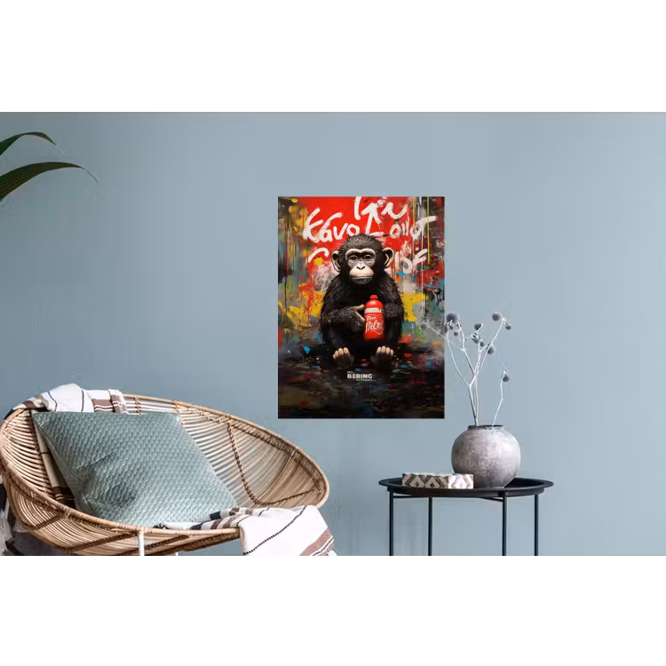 Chimpansee voor graffiti muur Muursticker klein -plant