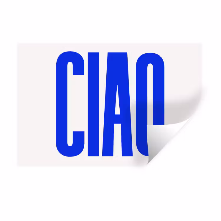 Ciao - Hoofdletters - Blauw - Minimalistisch Muursticker klein -3d