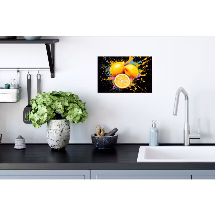 Citroen - Graffiti - Kleurrijk - Verf - Modern Muursticker klein -keuken