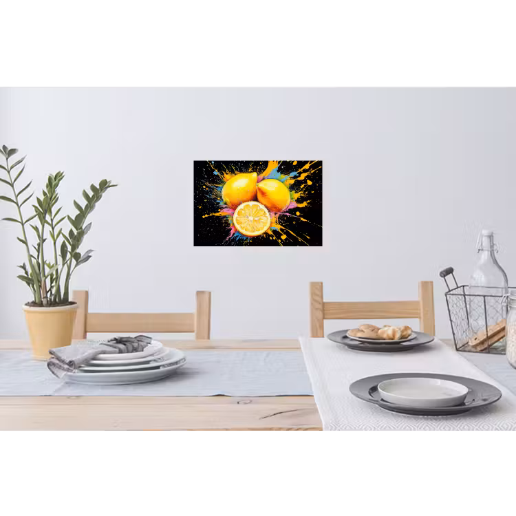Citroen - Graffiti - Kleurrijk - Verf - Modern Muursticker klein -eettafel