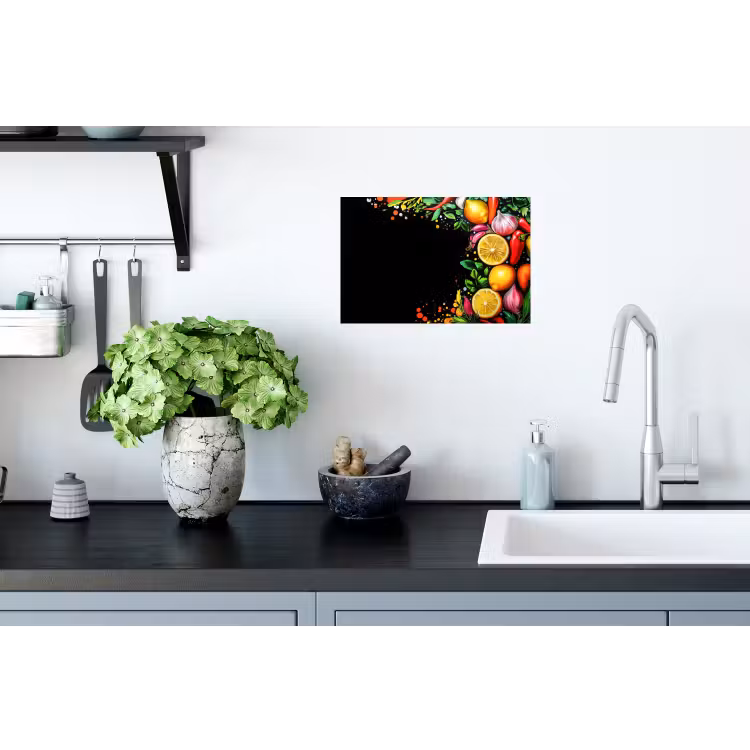Citroenen - Peper - Kruiden - Graffiti - Verf - Abstract Muursticker klein -keuken