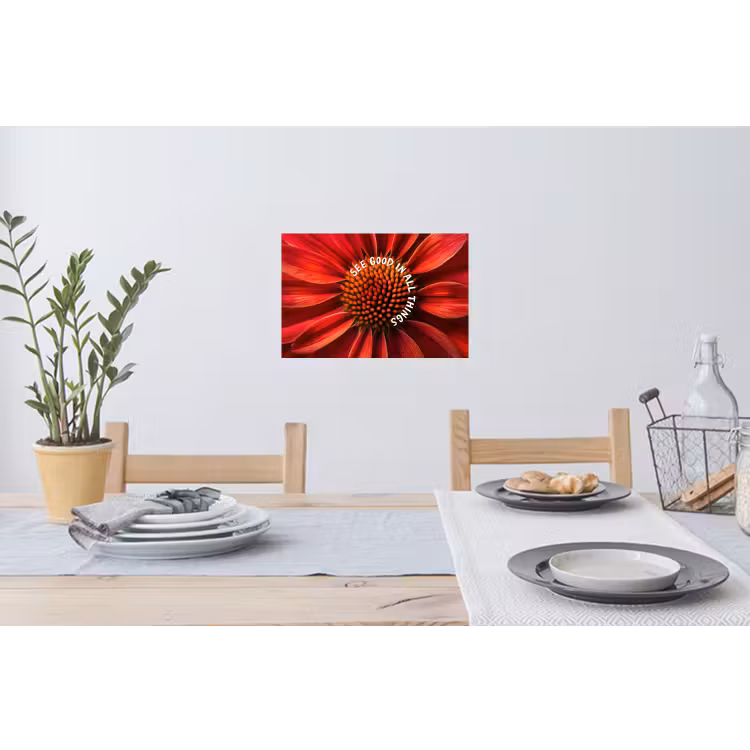 Close up - Bloem - Quote - Rood Muursticker klein -eettafel