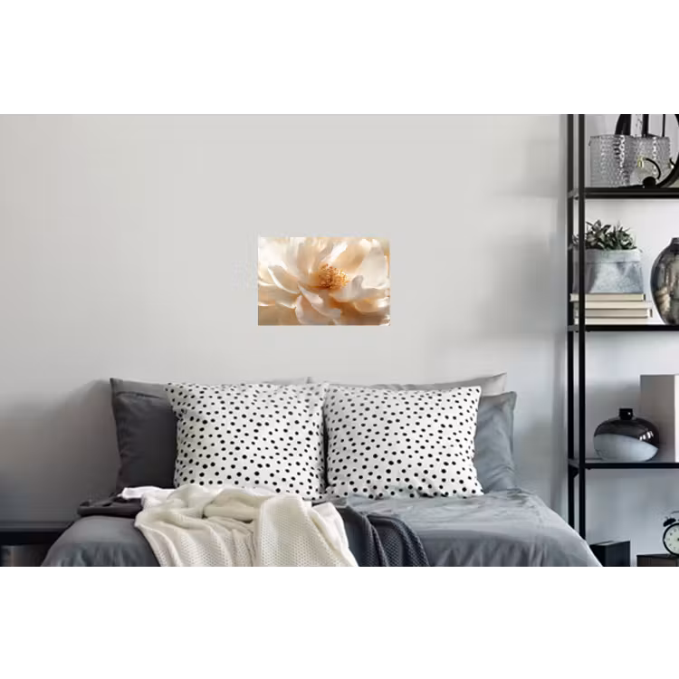 Close up - Pioenroos - Wit Muursticker klein -slaapkamer