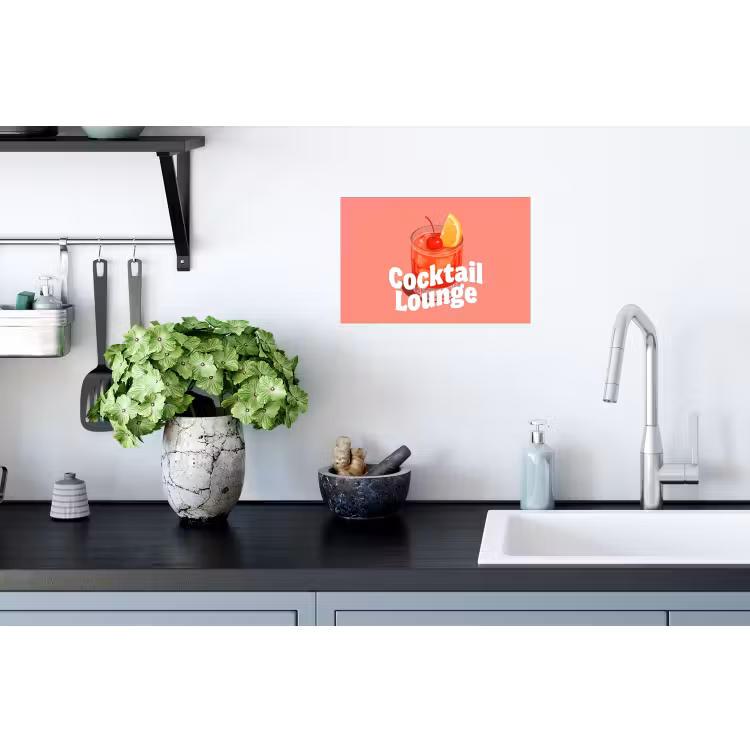 Cocktail Lounge - Glas - Koraal Muursticker klein -keuken