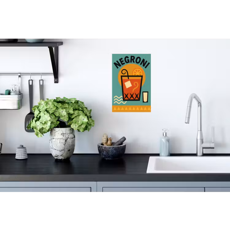 Cocktail - Negroni - Art - Sinaasappel Muursticker klein -keuken