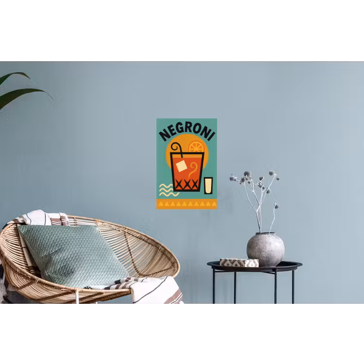 Cocktail - Negroni - Art - Sinaasappel Muursticker klein -plant