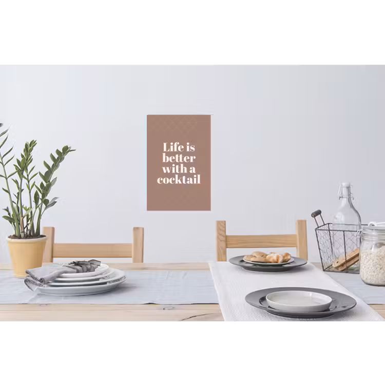 Cocktail - Tekst - Patroon - Wit Muursticker klein -eettafel