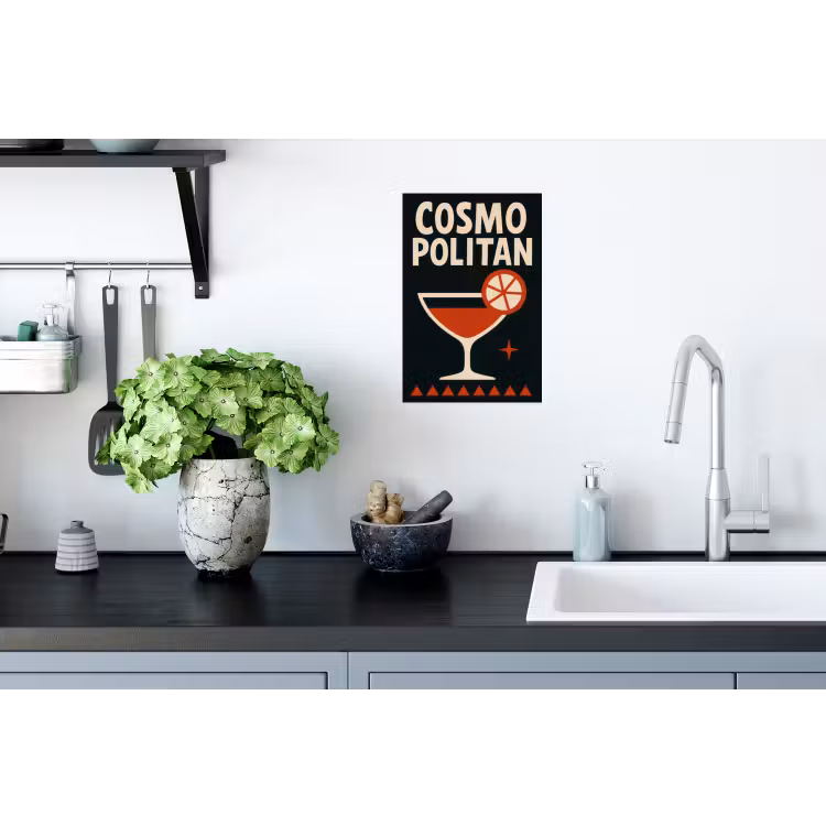 Cocktail - Zwart - Illustratie Muursticker klein -keuken