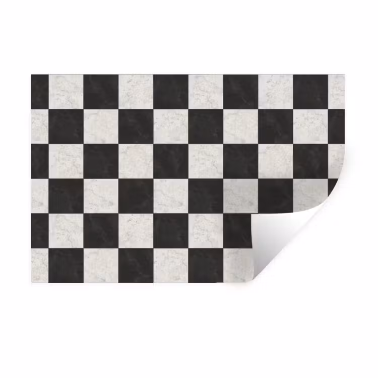 Dambord - Marmer - Zwart - Wit Muursticker klein 286 -3d