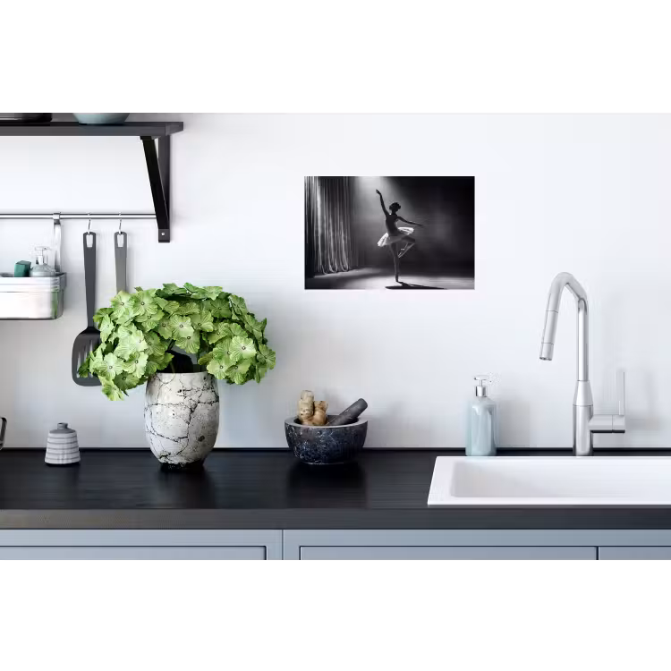 Danser - Podium - Zwart-wit - Kunst - Klassiek Muursticker klein -keuken