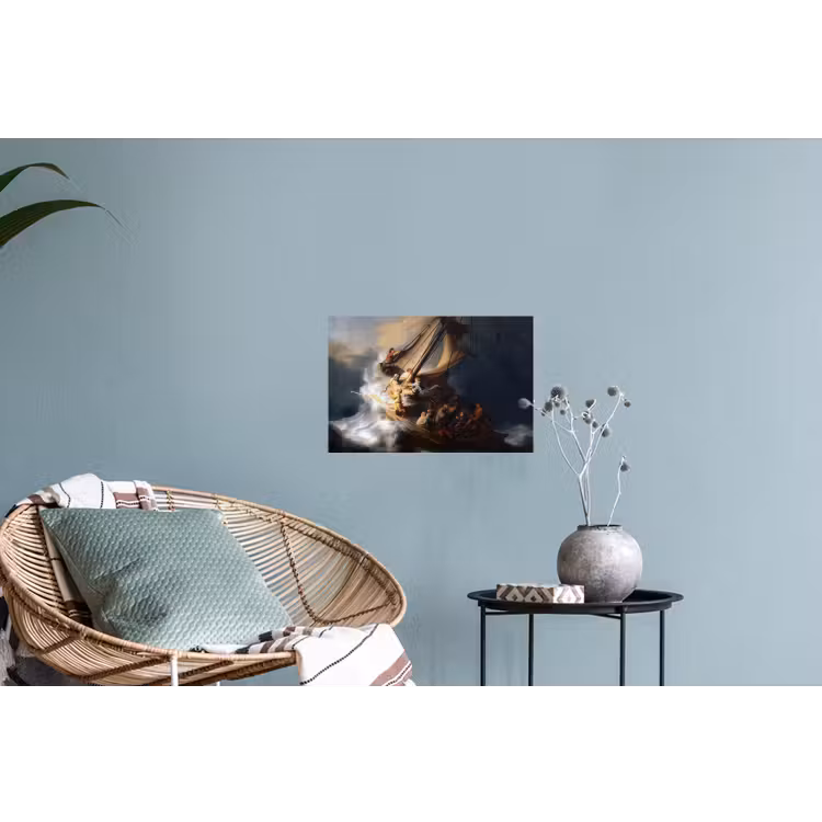 De storm op het meer van Galilea - Rembrandt van Rijn Muursticker klein -plant