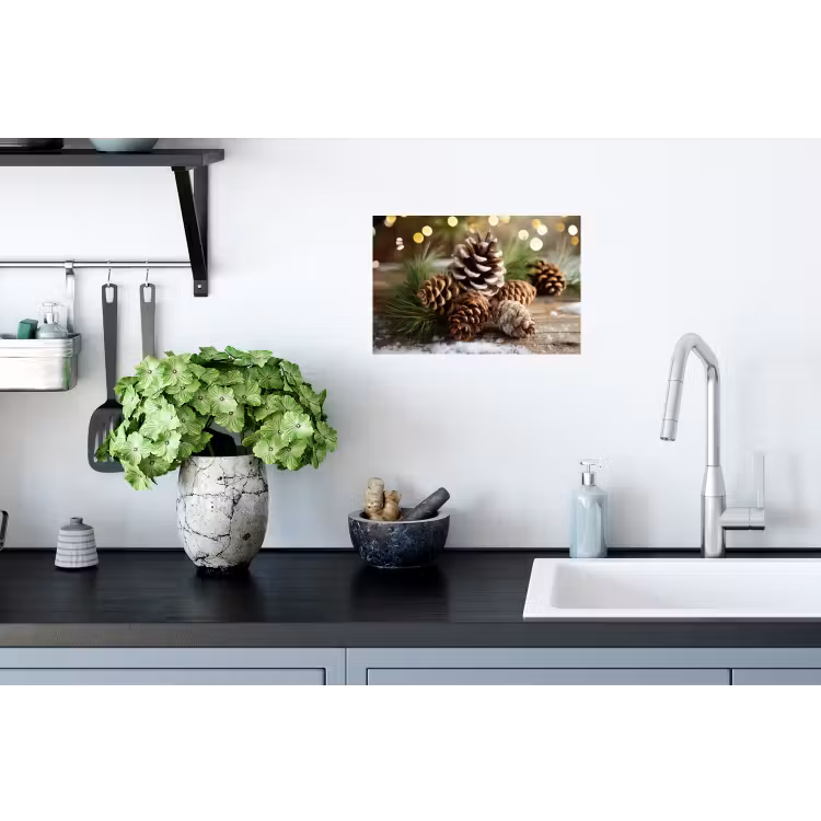 Dennenappels - Kerstsfeer - Bruin - Groen Muursticker klein -keuken