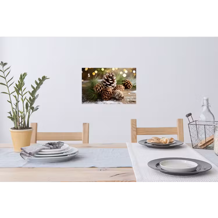 Dennenappels - Kerstsfeer - Bruin - Groen Muursticker klein -eettafel