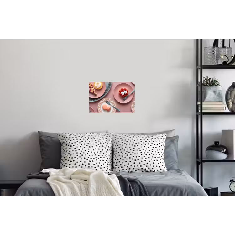 Dessert - Taart - Gebak - Zoet - Roze Muursticker klein -slaapkamer