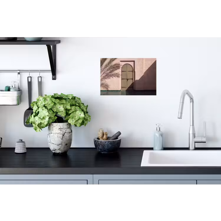 Deur - Hout - Architectuur - Groen - Rustiek Muursticker klein -keuken