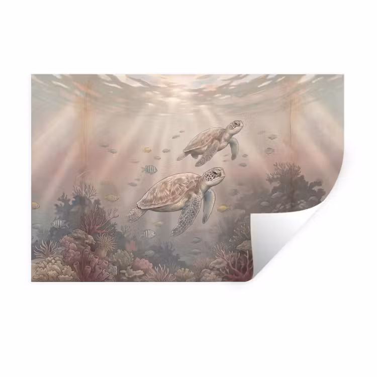 Dier - Onderwater - Oceaan - Illustratie - Zeeleven Muursticker klein -3d